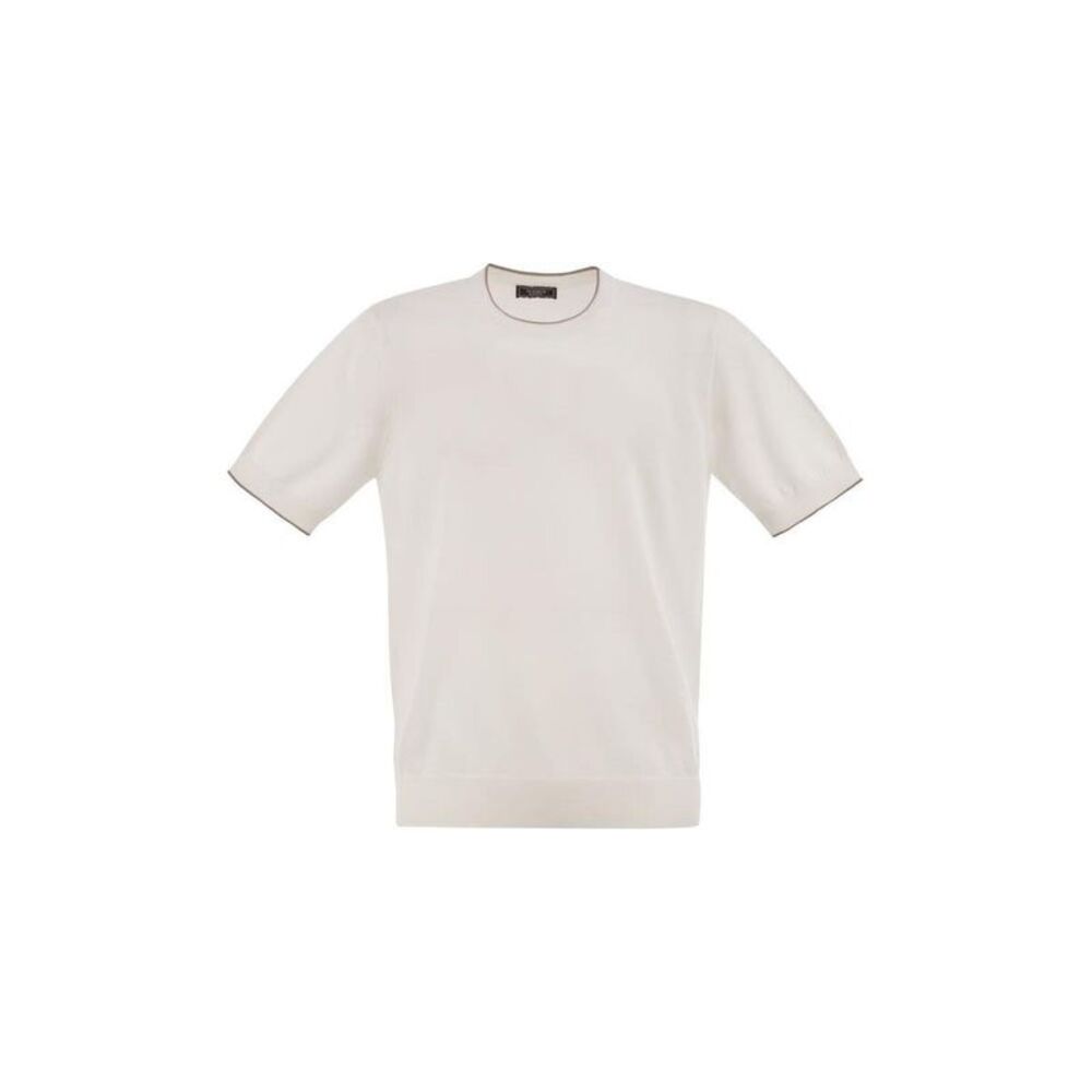 PESERICO Men's Short Sleeve Knit T-Shirt Men WHITE T-Shirts